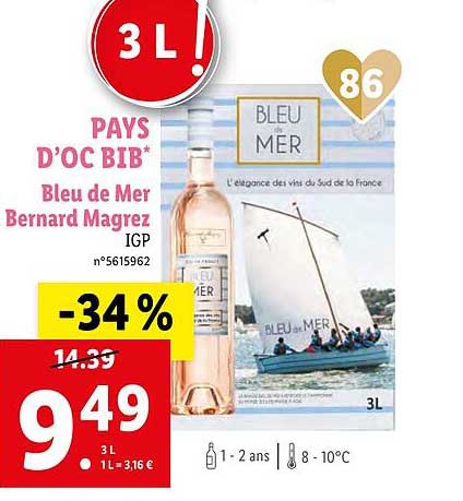 pays d'oc bib bleu de mer bernard magrez