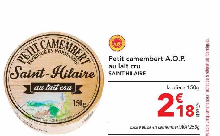 petit camembert a.o.p. au lait cru saint-hilaire