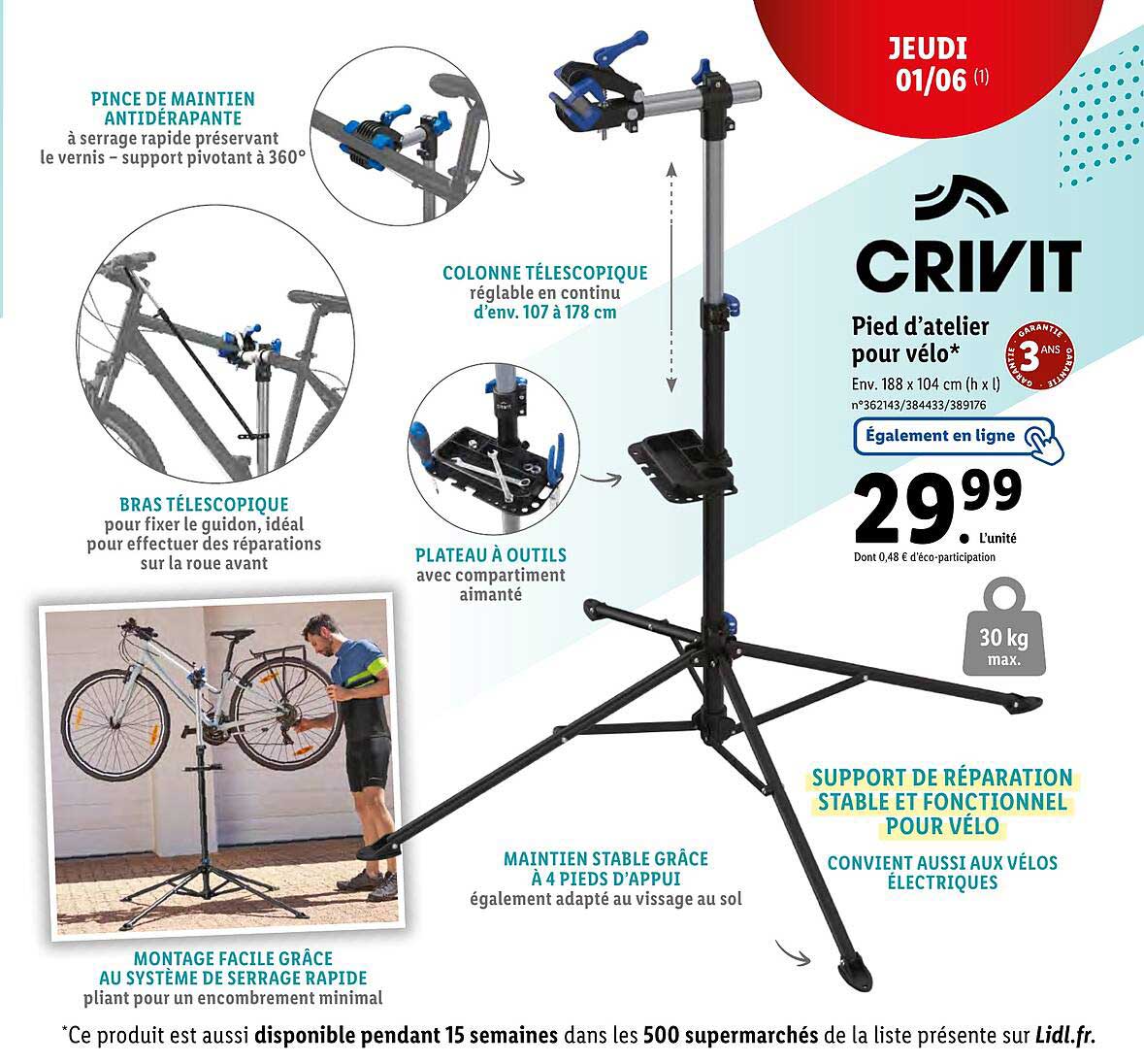 Pied D'atelier Pour Vélo Crivit