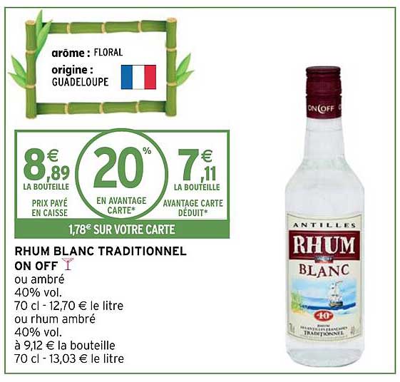 rhum blanc traditionnel on off