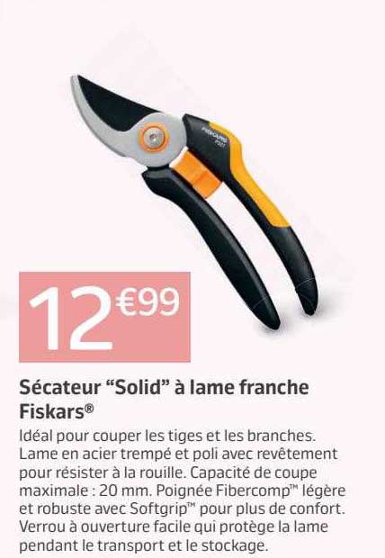 sécateur "solid" à lame franche fiskars