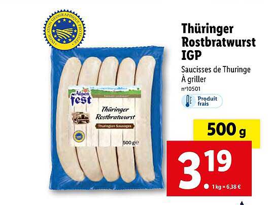 Thüringer Rostbratwurst Igp