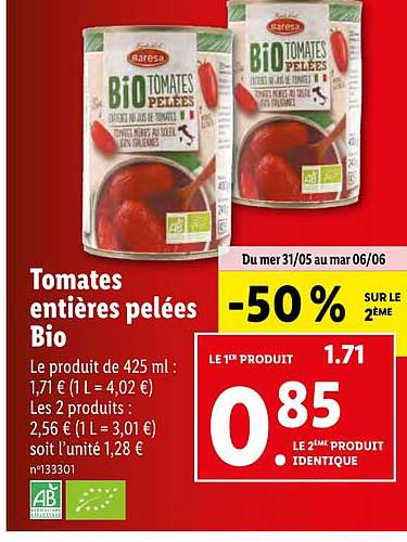 Tomates Entières Pelées Bio