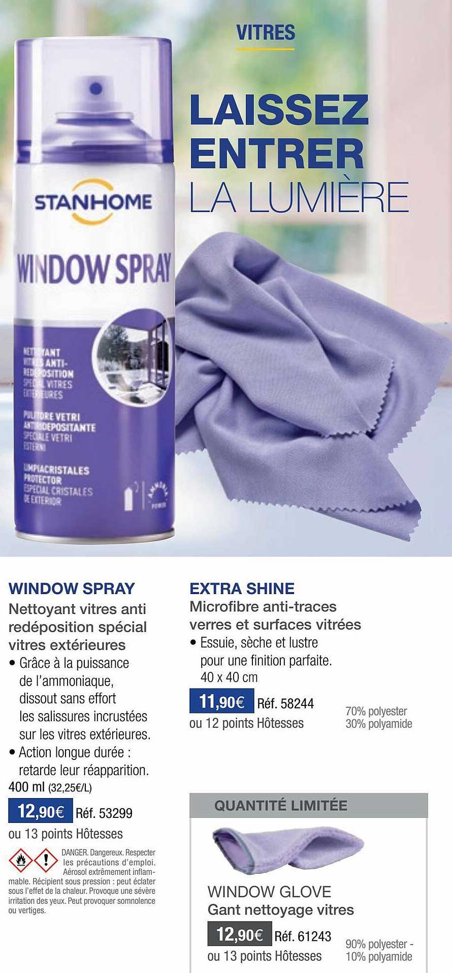 window spray, extra shine