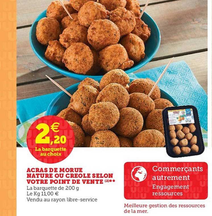 acras de morue nature ou creole selon votre point de vente