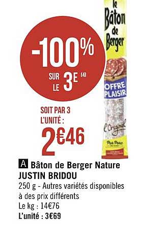 Bâton De Berger Nature Justin Bridou -100