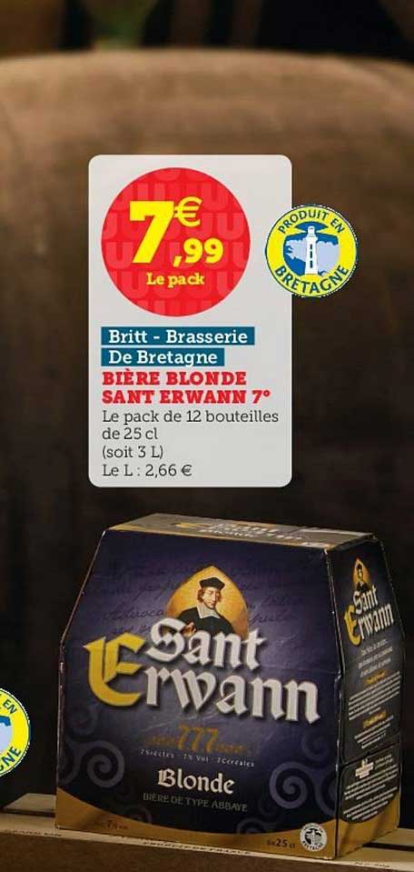 bière blonde sant erwann 7° britt brasserie de bretagne