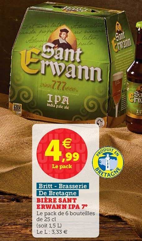 bière sant erwann ipa 7° britt brasserie de bretagne