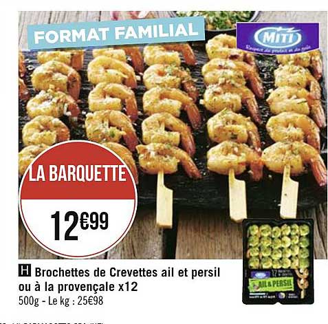 Brochettes De Crevettes Ail Et Persil Ou à La Provençale X12