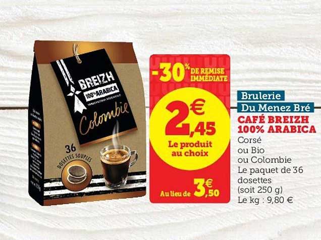 café breizh 100% arabica brulerie de menez bré -30% de remise immédiate
