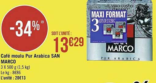 café moulu pur arabica san marco
