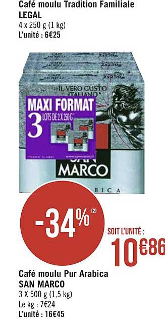 café moulu pur arabica san marco