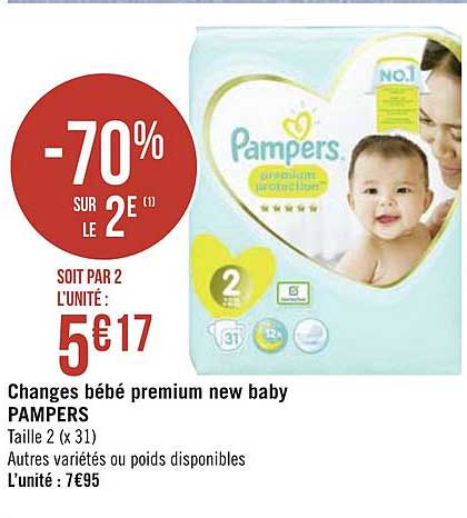 changes bébé premium new baby pampers -70% sur le 2e