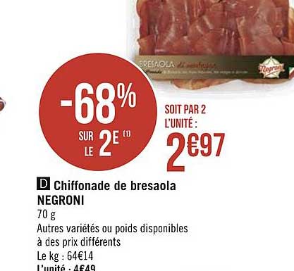 Chiffonade De Bresaola Negroni -68% Sur Le 2e
