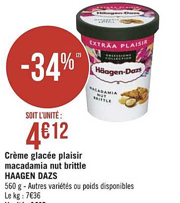 crème glacée plaisir macadamia nut brittle haagen dazs