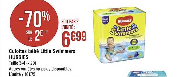 culottes bébé little swimmers huggies -70% sur le 2e