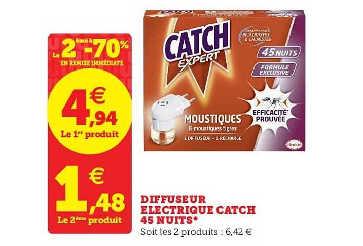 diffuseur électrique catch 45 nuits le 2ème à -70% en remise immédiate