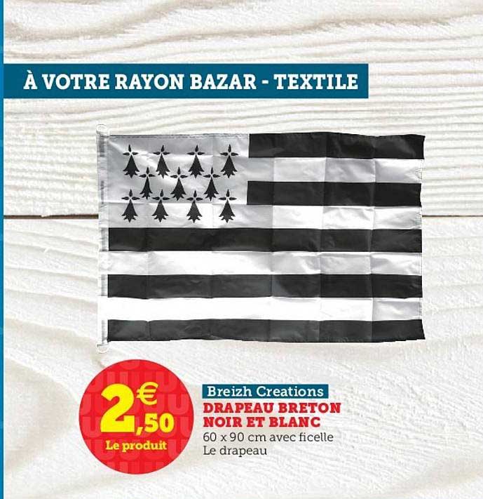 Drapeau Breton Noir Et Blanc Breizh Creations