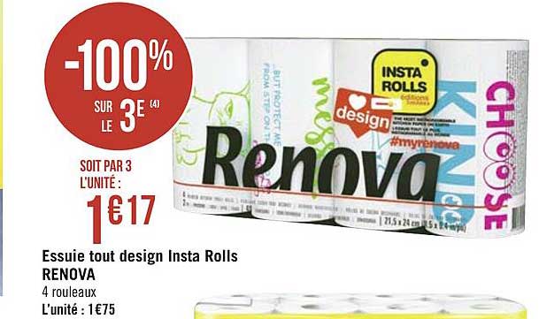 Essuie Tout Design Insta Rolls Renova -100% Sur Le 3e