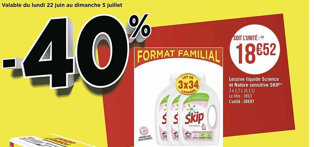 lessive liquide science et nature sensitive skip