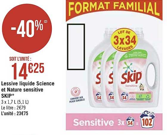 lessive liquide science et nature sensitive skip
