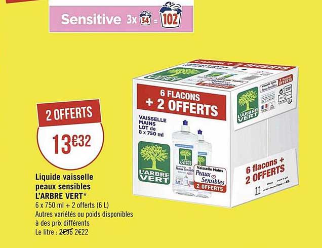 Liquide Vaisselle Peaux Sensibles L'arbre Vert