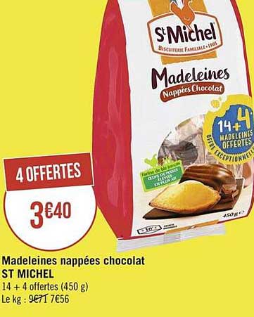 madeleines nappées chocolat st michel