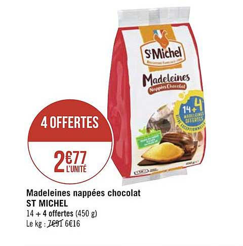 madeleines nappées chocolat st michel