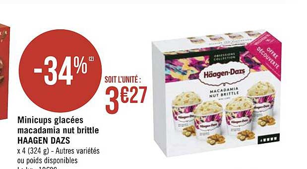 minicups glacées macadamia nut brittle haagen dazs