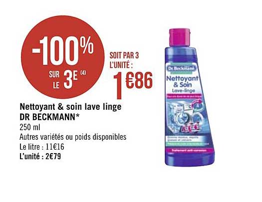 nettoyant & soin lave linge dr beckmann -100% sur le 3e