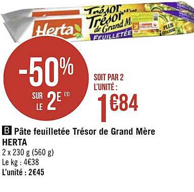 pâte feuilletée trésor de grand mère herta -50% sur le 2e