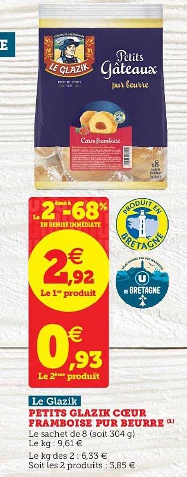petits glazik cœur framboise pur beurre le glazik le 2ème à -68% en remise immédiate