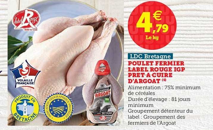 poulet fermier label rouge igp prêt à cuire d'argoat ldc bretagne