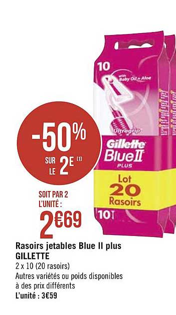Rasoirs Jetables Blue Ii Plus Gilette -50% Sur Le 2e