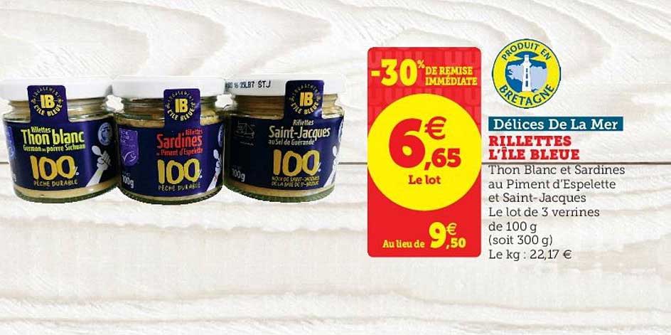 rillettes l'île bleue délices de la mer -30% de remise immédiate