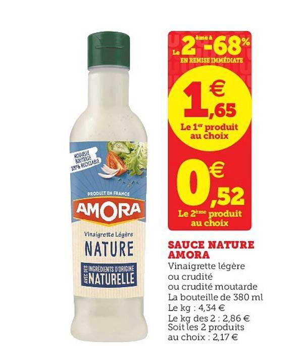 Sauce Nature Amora Le 2ème à -68% En Remise Immédiate