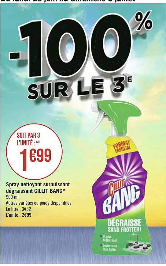 spray nettoyant surpuissant dégraissant cillil bang -100% sur le 3e