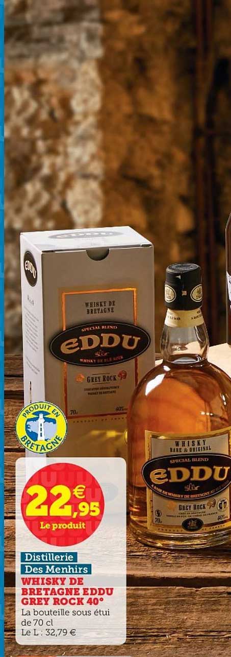 whisky de bretagne eddu grey rock 40° distillerie des menhirs