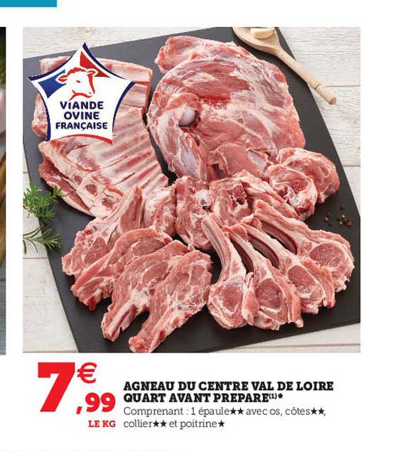 agneau du centre val de loire quart avant préparé
