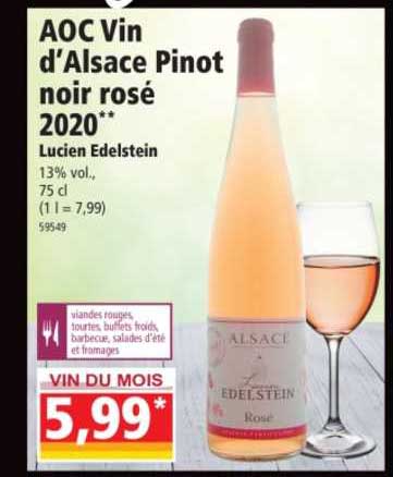 aoc vin d'alsace pinot- noir rosé 2020