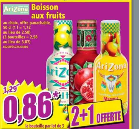 Arizona Boisson Aux Fruits 2+1 Offerte