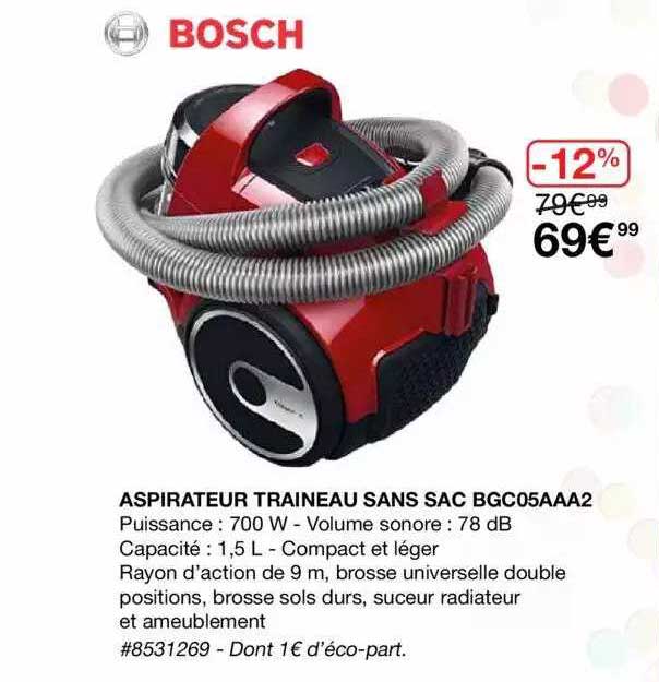 Aspirateur Traineau Sans Sac Bgc05aaa2 Bosch