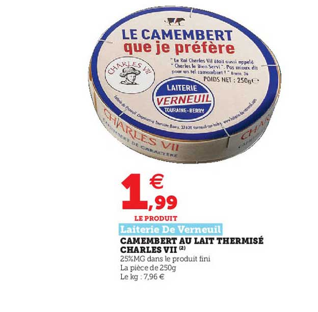 camembert au lait thermisé charles VII laiterie de verneuil