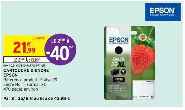 cartouche d'encre epson le 2ème à -40%