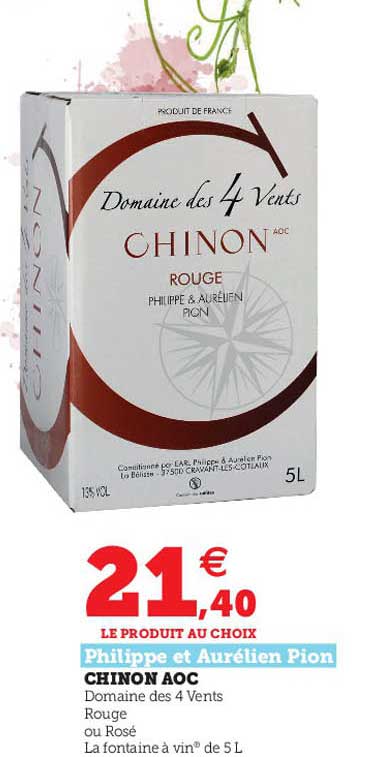 chinon aoc philippe et aurélien pion