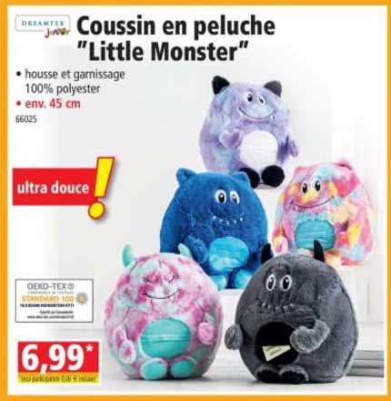 coussin en peluche "little monster"