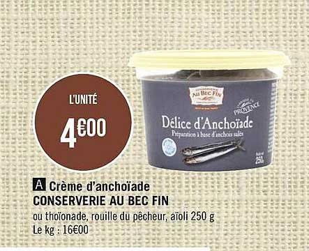 crème d'anchoïade conserverie au bec fin
