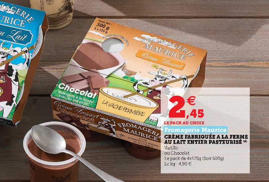 crème fabriquée à la ferme au lait entier pasteurisé fromagerie maurice