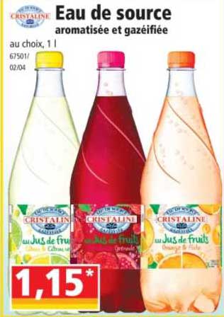 cristaline eau de source aromatisée et gazéifiée