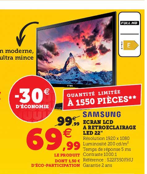 écran lcd à retroéclairage led 22" samsung